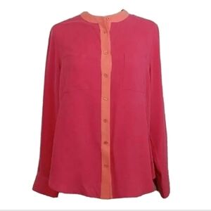Soft Surroundings 100% Silk Color Blocked Blouse Small